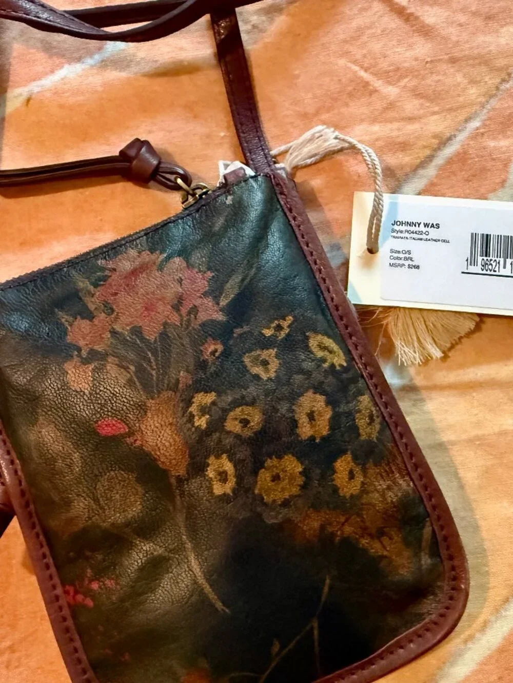 Johnny Was Traviata Italian Leather Cell Phone Mini Bag